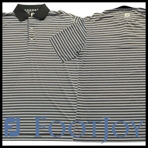 FootJoy Black/Blue/White Stripe Golf Polo Shirt (M)